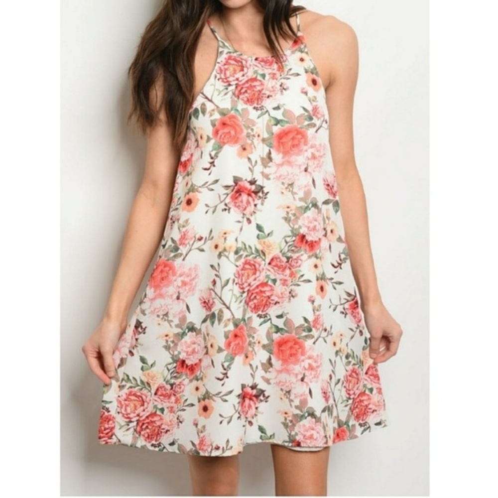 NEW ARRIVAL Ivory floral swing dress